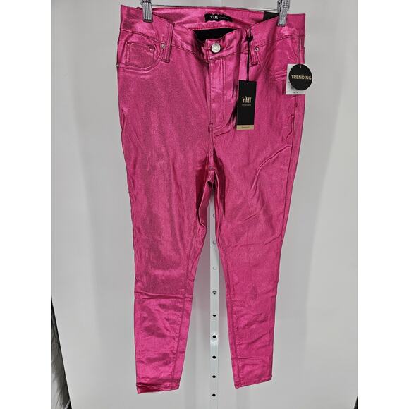 YMI Pants - YMI Womens Sz 1X Skinny Leg Pants Bright Pink Shiny Sparkly Glitter Y2K NEW